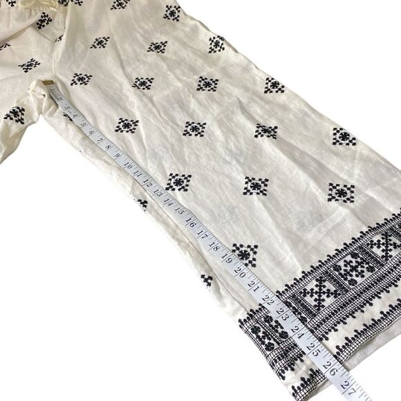 HOUSE OF HARLOW 1960 Embroidered Linen Blend palazzo Elastic Waist Pants - Picture 7 of 13